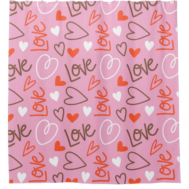 Scribbled Love Shower Curtain (Front)