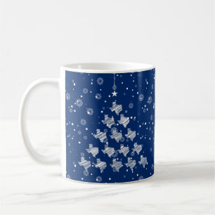 Scribbled Texas Christmas Tree on Blue Coffee Mug