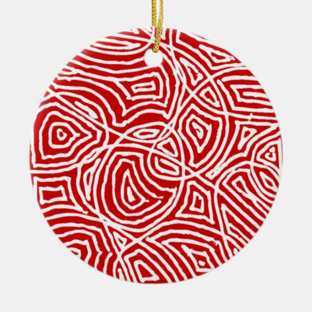 Scribbleprint Circle Ceramic Ornament (Front)