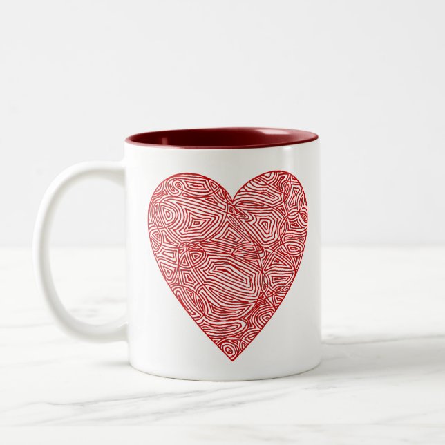 Scribbleprint Heart Two-Tone Coffee Mug (Left)