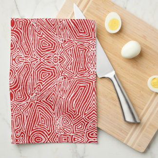 Scribbleprint Pattern Red Kitchen Towel