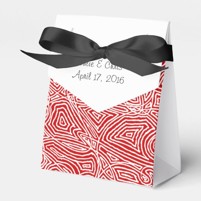 Scribbleprints Red Pattern Favor Box (Front Side)