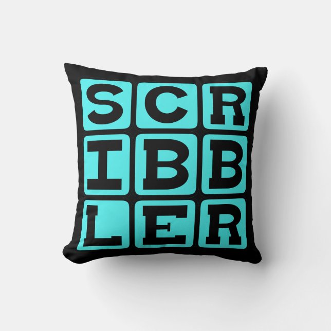 Scribbler, Cartoonist or Artist Throw Pillow (Front)