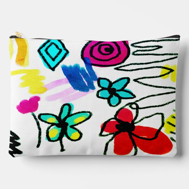 Scribbles Abstract Digital Art Accessory Pouch (Front)