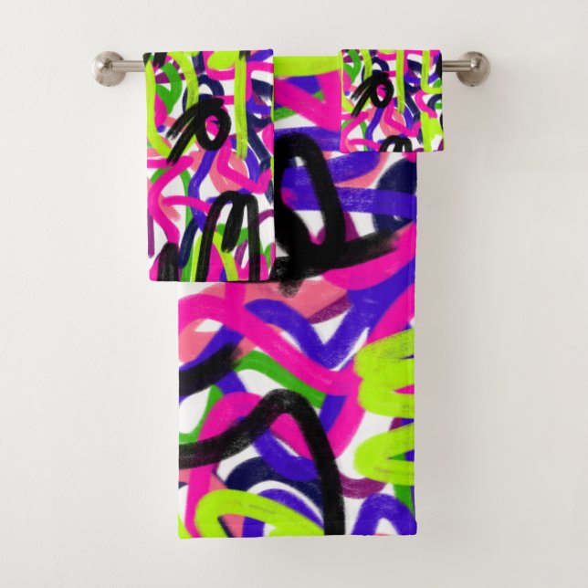 Scribbles in Colours  Bath Towel Set (Insitu)