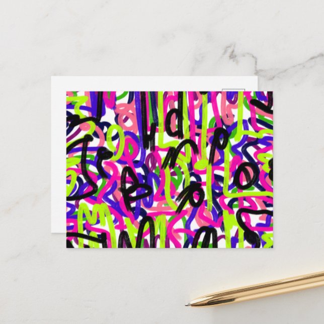 Scribbles in Colours  Postcard (Front/Back In Situ)