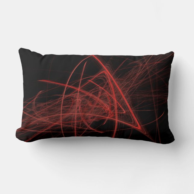 Scribbles- Red On Black Lumbar Pillow (Front)