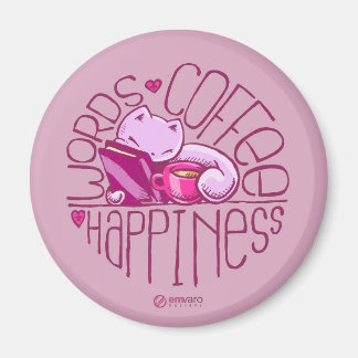 Scribbles: Words. Coffee. Happiness. (pink) Magnet