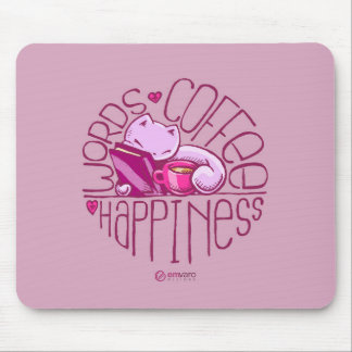 Scribbles: Words. Coffee. Happiness. (pink) Mouse Pad