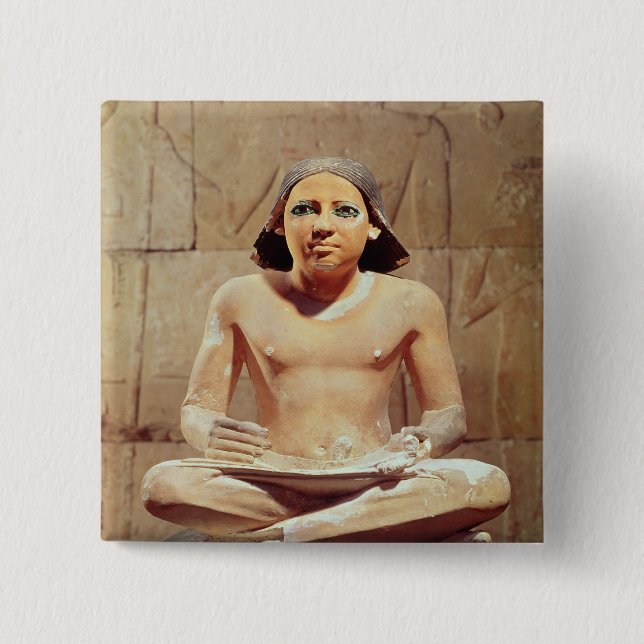 Scribe seated cross-legged 2 inch square button (Front)