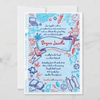 SCRIBLES sur NOTEPAPER Bat Bat mitzvah Invitation