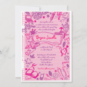 SCRIBLES sur NOTEPAPER Bat Bat mitzvah Invitation