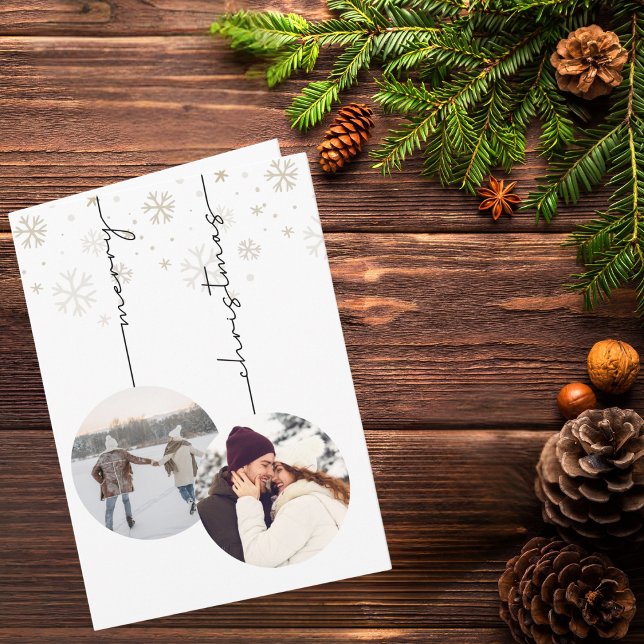 Script 2 Photo Ornaments Simple Merry Christmas  Card (Creator Uploaded)