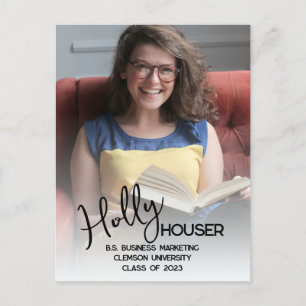 Script 5 Photo Graduation Announcement Postcard