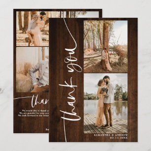 Script 5 photos wedding rustic wood thank you card