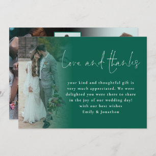Script 6 Photos Wedding Love Thanks Emerald Green Card