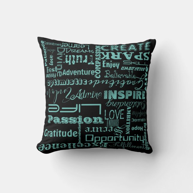 Script Aesthetic Motivational Teen Throw Pillow (Front)