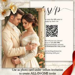 Script All in One Vellum Photo Background Wedding Invitation