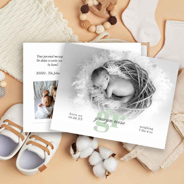 Script and  Monogram Baby Photo Postcard (Creator Uploaded)