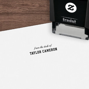 Script and Serif Varsity Style From The Desk Of Self-inking Stamp