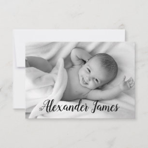 Script Baby Name Birth Announcement Photo