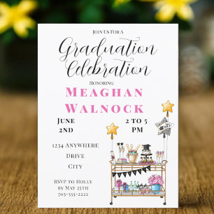 Script Bar Cart Graduation Invitation Postcard