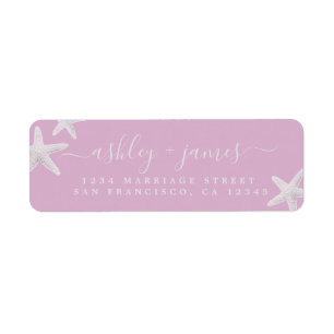 Script Beach Starfish Pink Wedding Return Address