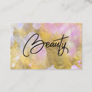 *~* Script BEAUTY Gold Foil Rainbow Business Card