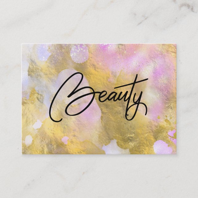*~* Script BEAUTY Pink Gold Foil Carte de visite (Devant)