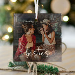 Script Bestie Photo Keepsake Gift Glass Ornament<br><div class="desc">Show your best friend how much they mean to you this holiday season with a personalized keepsake gift. Our unique Script font and photo template ornament is sure to make your BFF feel cherished. The design includes a beloved photo with an elegant script that reads 'besties'. Just add your names...</div>