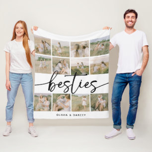 Script Besties Photo Collage Personalized Fleece Blanket