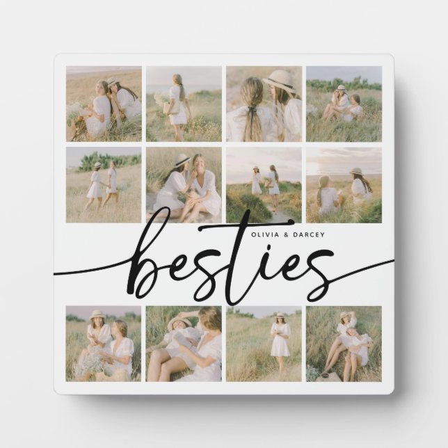 Script Besties Photo Collage Personalized Plaque (Front)
