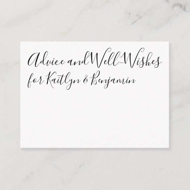 Script Black and White Advice & Well Wishes Card (Front)