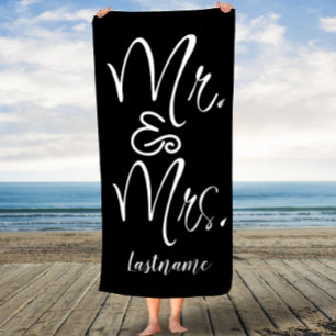 Script Black and White Mr. and Mrs. Custom Towel