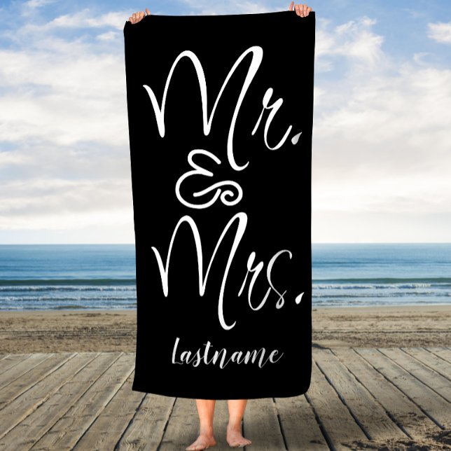 Script Black and White Mr. and Mrs. Custom Towel (Creator Uploaded)