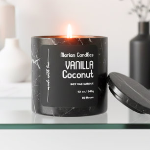 Script Black and white Personalized Candle Label