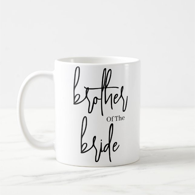Script Black brother of the bride wedding  Coffee Mug (Left)