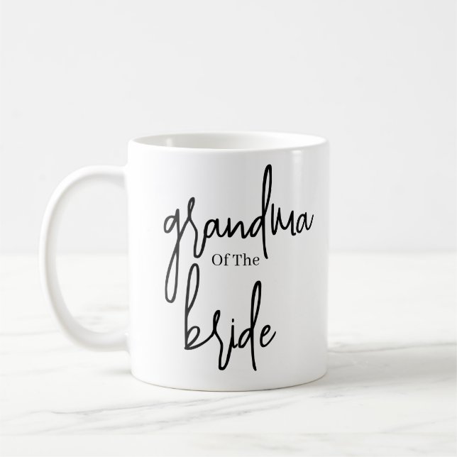 Script Black Grandma of the bride wedding  Coffee Mug (Left)