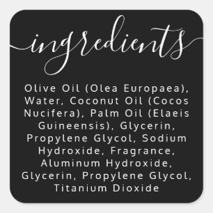 Script black ingredient listproduct label