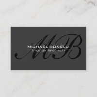 Script black monogram grey trendy business card