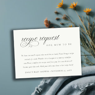 Script Black White Recipe Request Baby Shower Enclosure Card