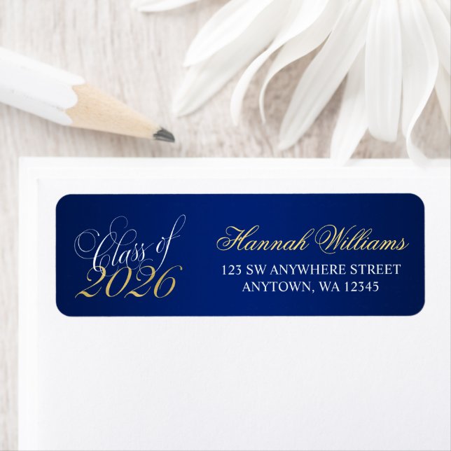 Script Blue Gold 2026 Graduation Return Address (Insitu)