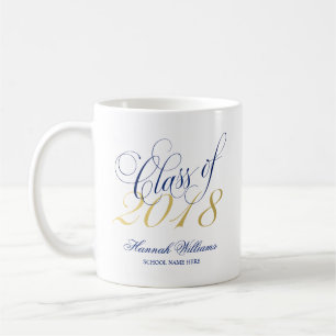 Script Blue Gold Class of 2018 Graduation Custom Coffee Mug