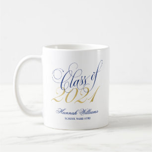 Script Blue Gold Class of 2021 Graduation Coffee Mug