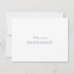 Script Blue & White Bridesmaid Proposal Card 