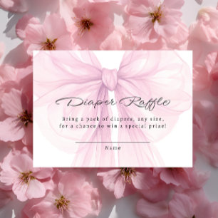 Script Blush Bow Diaper Raffle Insert