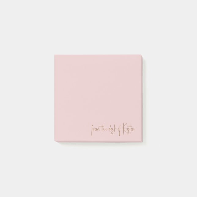 Script Blush From the Desk of Custom Name Post-it Notes (Front)