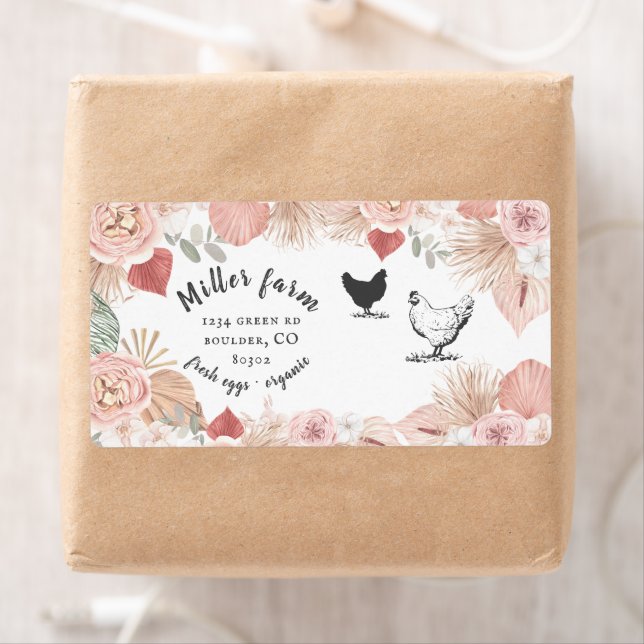 script bohème floral rustique Egg Carton Étiquette (En situation)