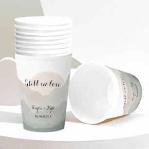 Script Boho Watercolor Mountain Anniversary Paper Cups