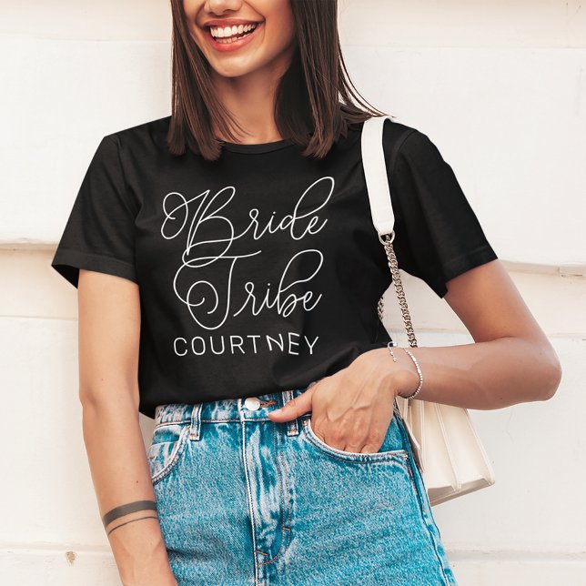 Script Bride Tribe Calligraphy Name T-Shirt (Creator Uploaded)